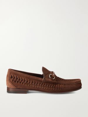 Horsebit-Embellished Woven Suede Loafers Horsebit-Embellished Woven Suede Loafers