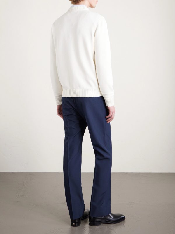 Logo-Intarsia Cotton and Wool-Blend Sweater - BK Logo-Intarsia Cotton and Wool-Blend Sweater - BK