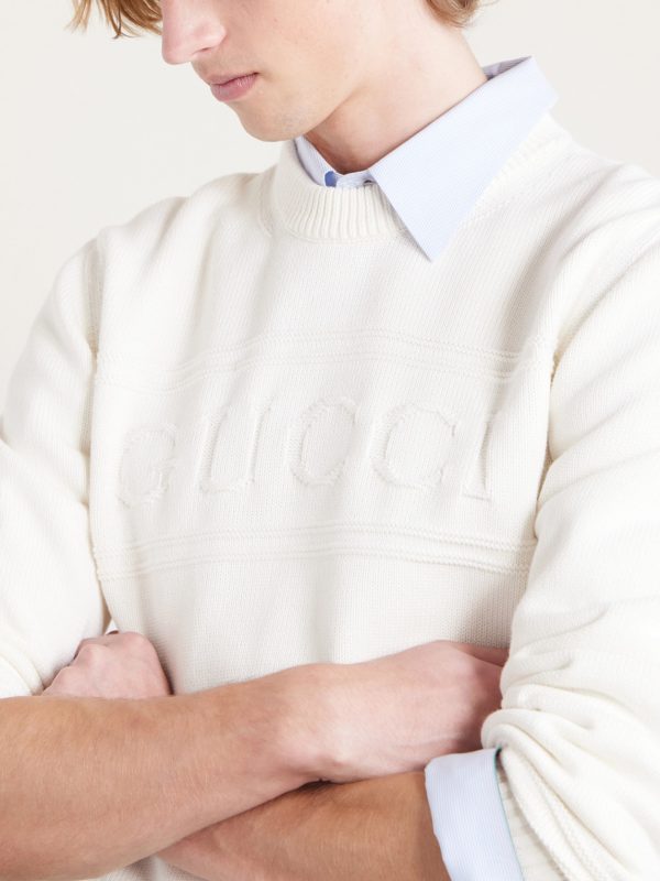 Logo-Intarsia Cotton and Wool-Blend Sweater - CU Logo-Intarsia Cotton and Wool-Blend Sweater - CU