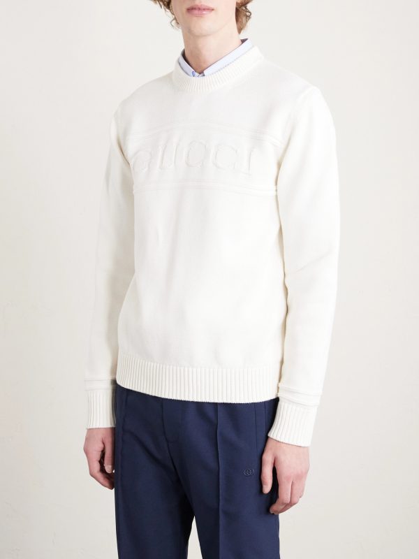 Logo-Intarsia Cotton and Wool-Blend Sweater - FR Logo-Intarsia Cotton and Wool-Blend Sweater - FR