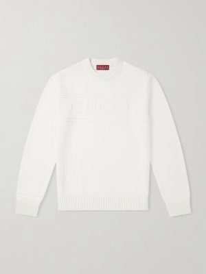 Logo-Intarsia Cotton and Wool-Blend Sweater
