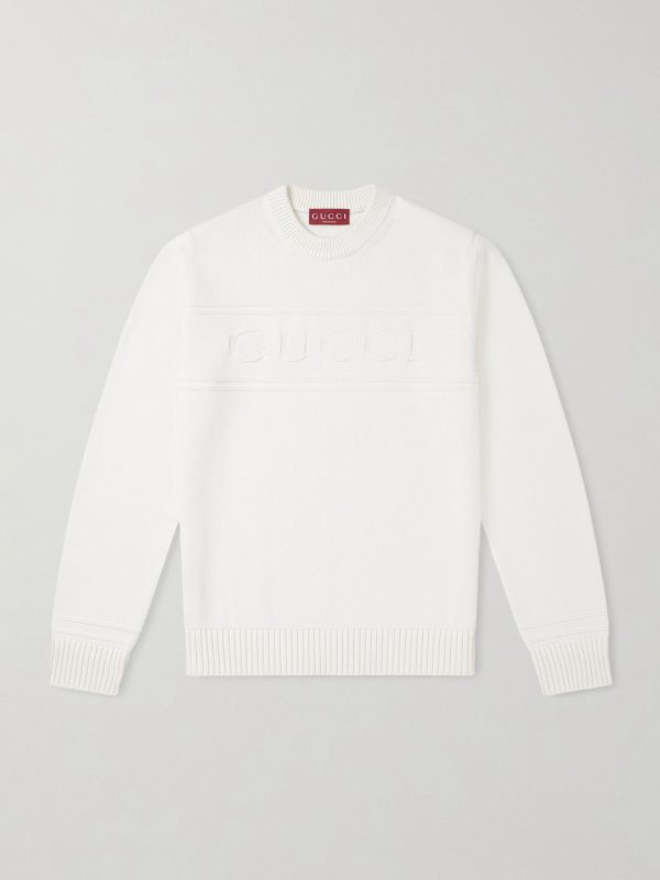 Logo-Intarsia Cotton and Wool-Blend Sweater Logo-Intarsia Cotton and Wool-Blend Sweater
