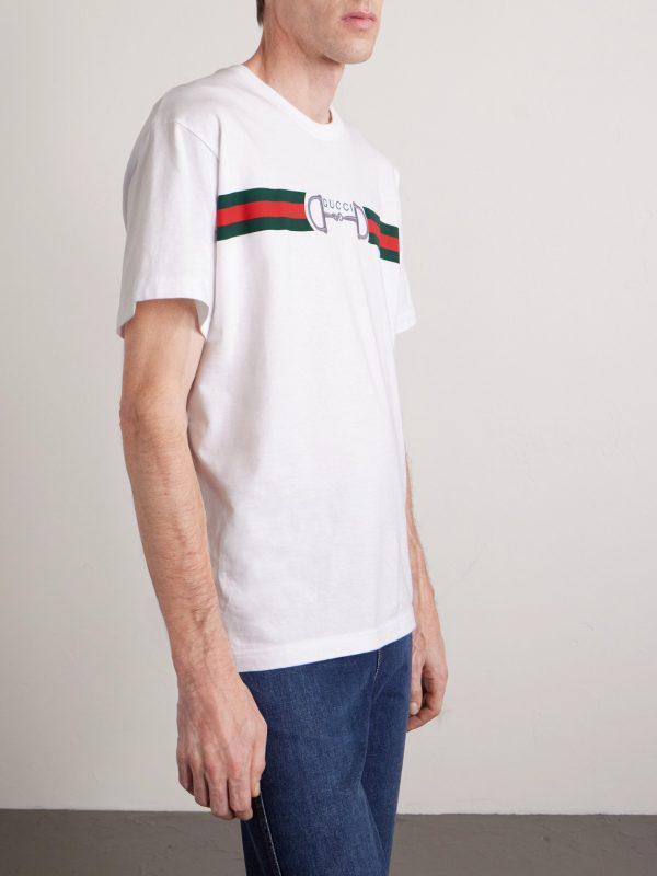 Logo-Embroidered Striped Cotton T-Shirt - FR