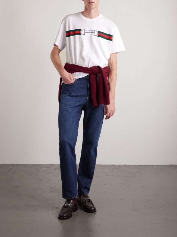 Logo-Embroidered Striped Cotton T-Shirt - OU
