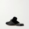 Horsebit-Embellished Leather Backless Loafers - BK