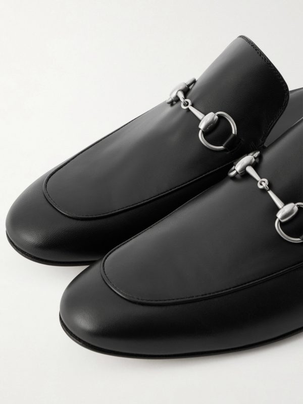 Horsebit-Embellished Leather Backless Loafers - CU