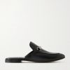 Horsebit-Embellished Leather Backless Loafers