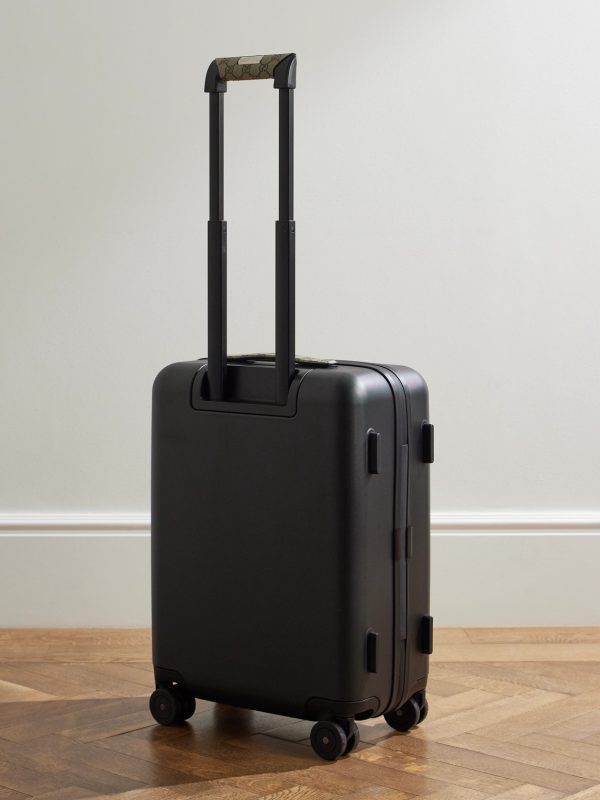 Porter Leather-Trimmed Monogrammed Coated-Canvas Suitcase - BK