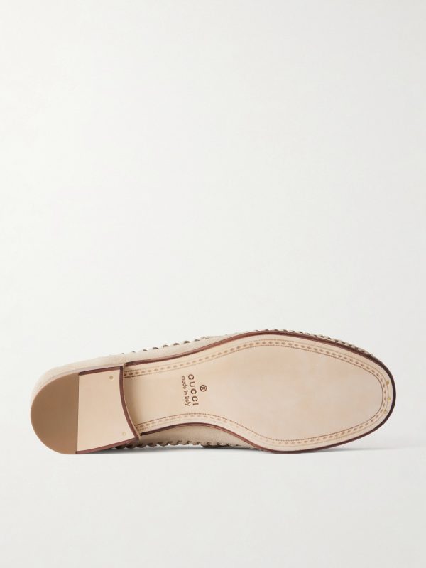 Horsebit-Embellished Woven Suede Loafers - E1 Horsebit-Embellished Woven Suede Loafers - E1