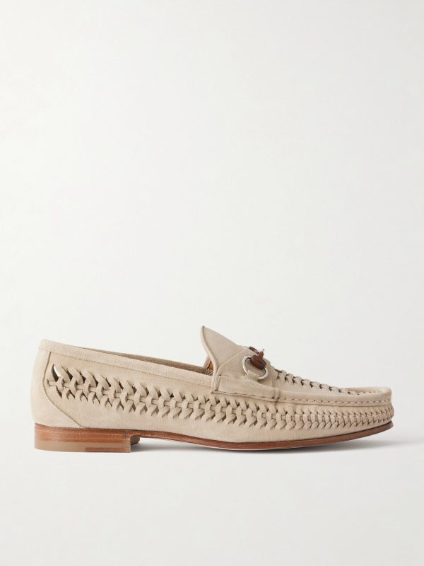 Horsebit-Embellished Woven Suede Loafers Horsebit-Embellished Woven Suede Loafers