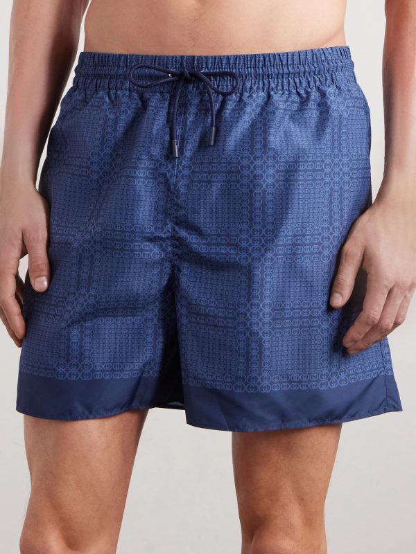 Straight-Leg Mid-Length Logo-Print Swim Shorts - FR Straight-Leg Mid-Length Logo-Print Swim Shorts - FR