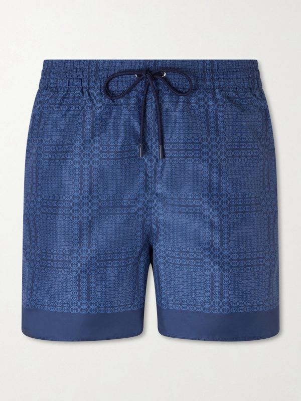 Straight-Leg Mid-Length Logo-Print Swim Shorts Straight-Leg Mid-Length Logo-Print Swim Shorts