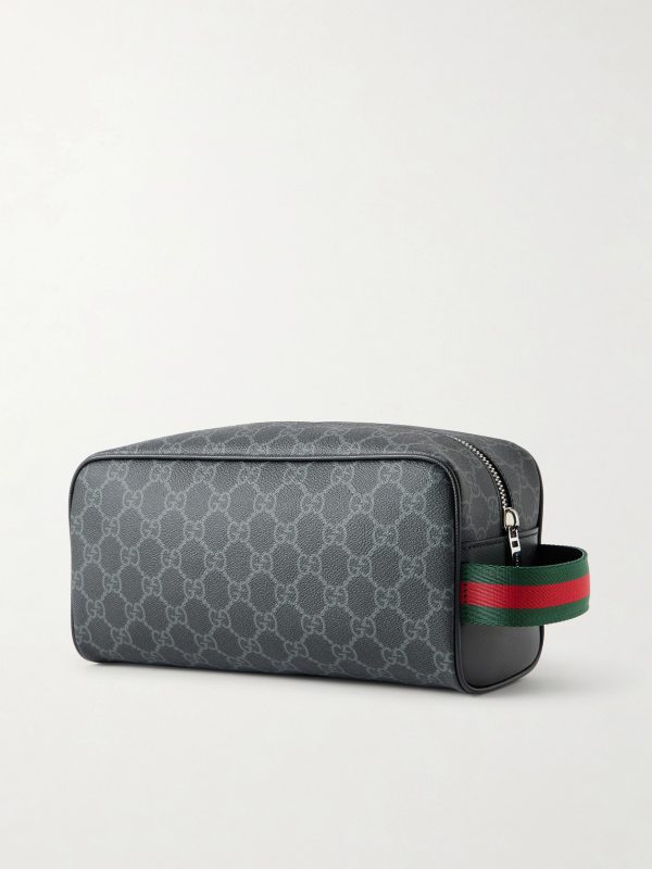 GG Icon Logo-Print Coated-Canvas Wash Bag - BK