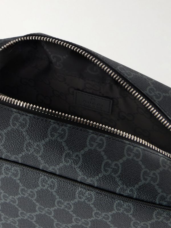 GG Icon Logo-Print Coated-Canvas Wash Bag - E1