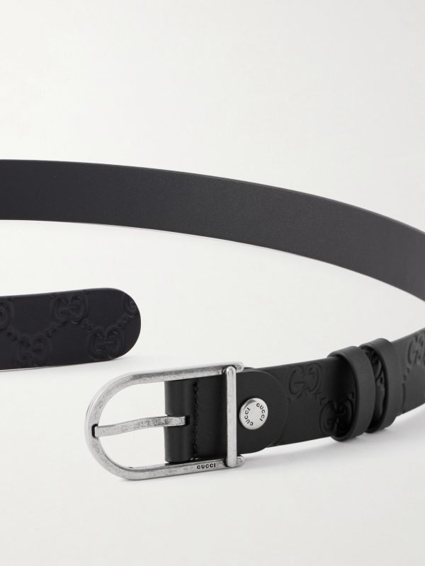 3cm Reversible Logo-Debossed Leather Belt - CU