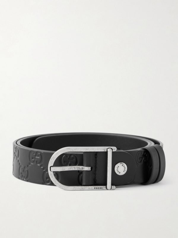 3cm Reversible Logo-Debossed Leather Belt