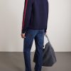 Striped Wool Zip-Up Cardigan - BK Striped Wool Zip-Up Cardigan - BK