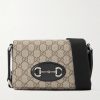 Horsebit 1955 Mini Leather-Trimmed Monogrammed Coated-Canvas Messenger Bag Horsebit 1955 Mini Leather-Trimmed Monogrammed Coated-Canvas Messenger Bag