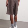 Wide-Leg Monogrammed Linen-Blend Jacquard Shorts - BK Wide-Leg Monogrammed Linen-Blend Jacquard Shorts - BK