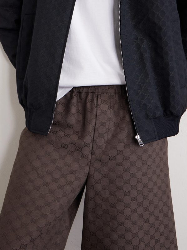Wide-Leg Monogrammed Linen-Blend Jacquard Shorts - CU Wide-Leg Monogrammed Linen-Blend Jacquard Shorts - CU