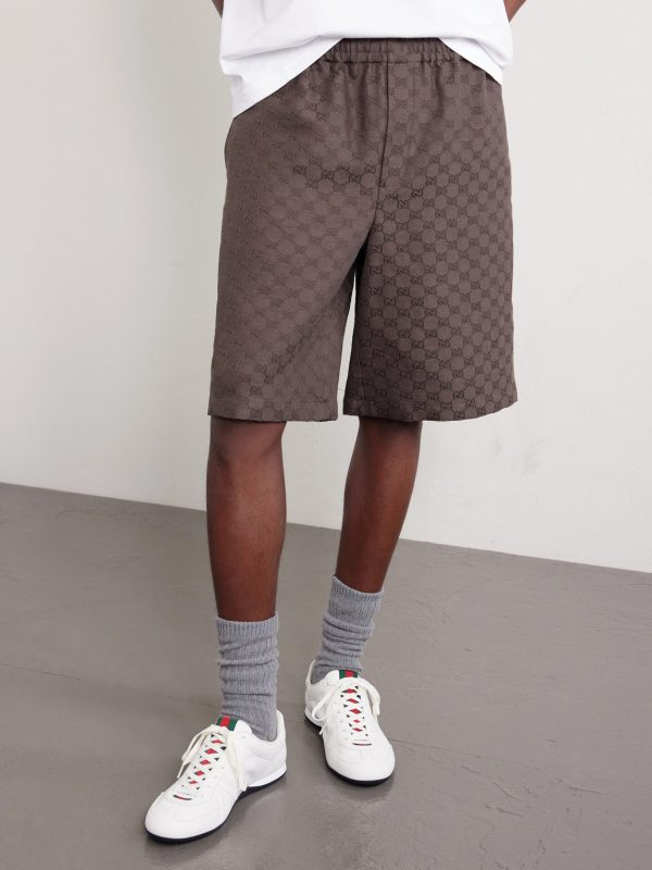 Wide-Leg Monogrammed Linen-Blend Jacquard Shorts - FR Wide-Leg Monogrammed Linen-Blend Jacquard Shorts - FR
