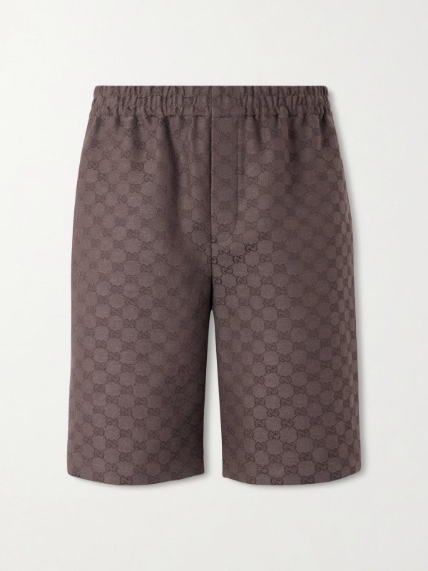 Wide-Leg Monogrammed Linen-Blend Jacquard Shorts Wide-Leg Monogrammed Linen-Blend Jacquard Shorts