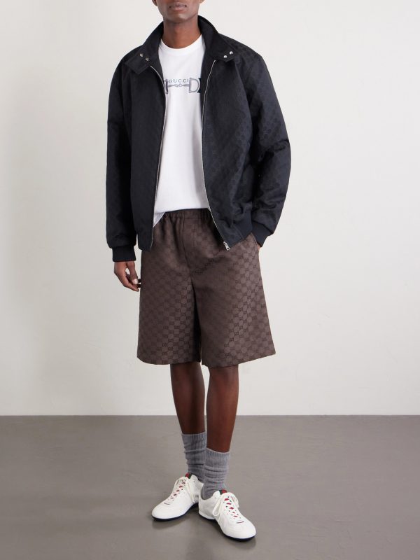 Wide-Leg Monogrammed Linen-Blend Jacquard Shorts - OU Wide-Leg Monogrammed Linen-Blend Jacquard Shorts - OU