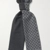 Alfie Frayed Logo-Jacquard Wool Scarf