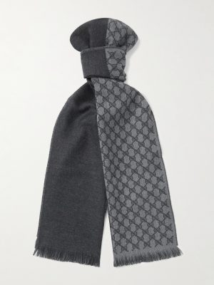 Alfie Frayed Logo-Jacquard Wool Scarf Alfie Frayed Logo-Jacquard Wool Scarf