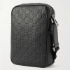 Arabella Logo-Debossed Leather Messenger Bag - BK