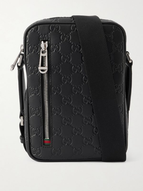 Arabella Logo-Debossed Leather Messenger Bag