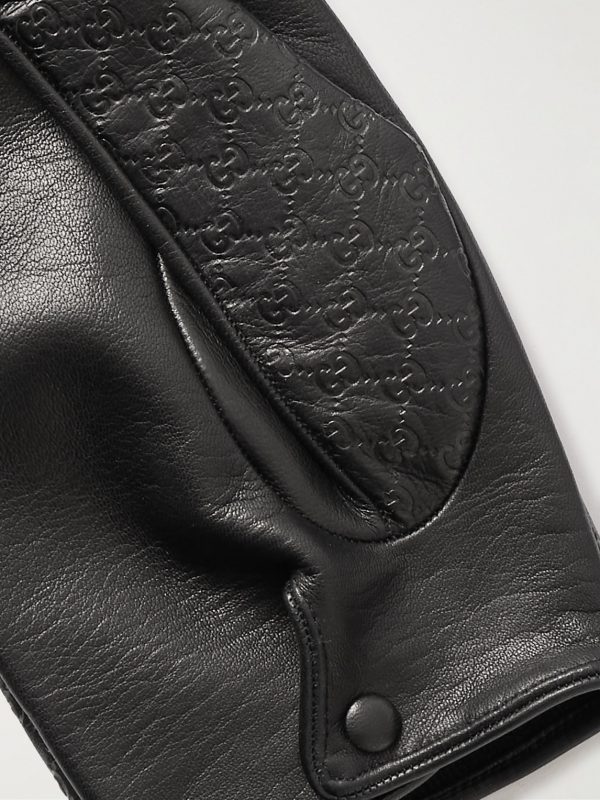 Logo-Embossed Leather Gloves - CU