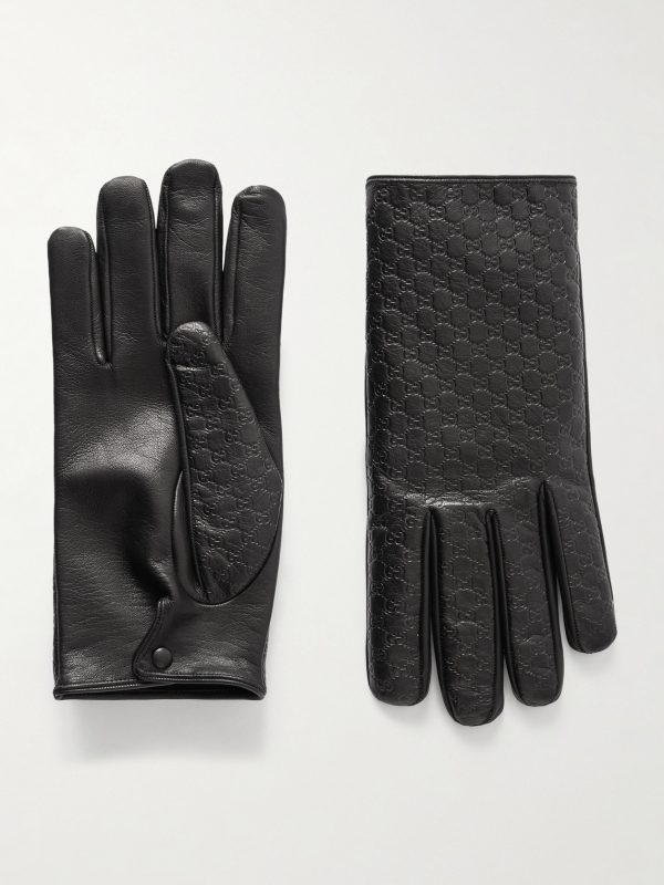 Logo-Embossed Leather Gloves