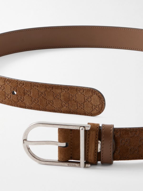 3cm Logo-Debossed Suede Belt - E1 3cm Logo-Debossed Suede Belt - E1