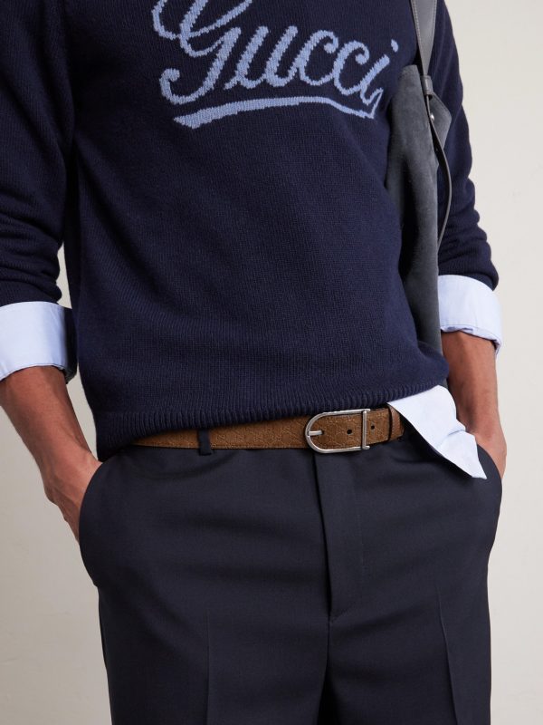 3cm Logo-Debossed Suede Belt - FR 3cm Logo-Debossed Suede Belt - FR