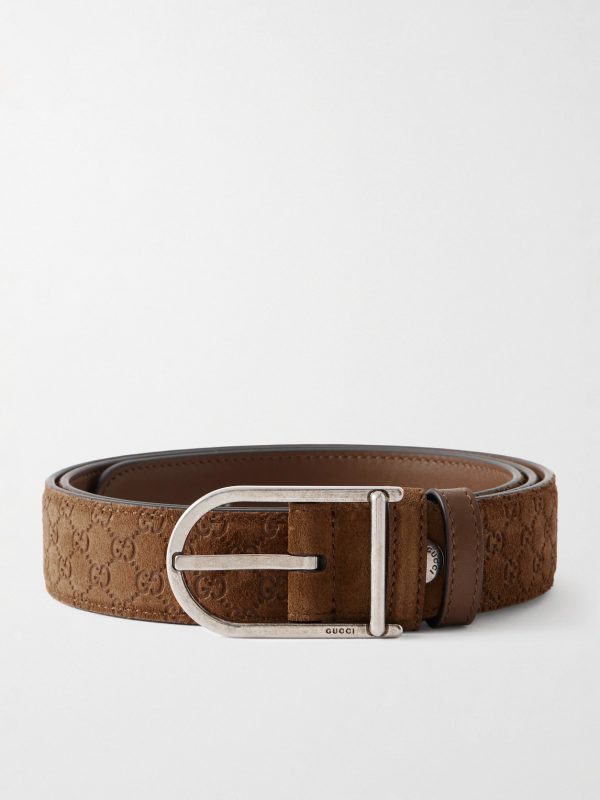 3cm Logo-Debossed Suede Belt 3cm Logo-Debossed Suede Belt