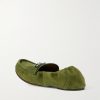 Horsebit-Embellished Webbing-Trimmed Suede Loafers - BK Horsebit-Embellished Webbing-Trimmed Suede Loafers - BK