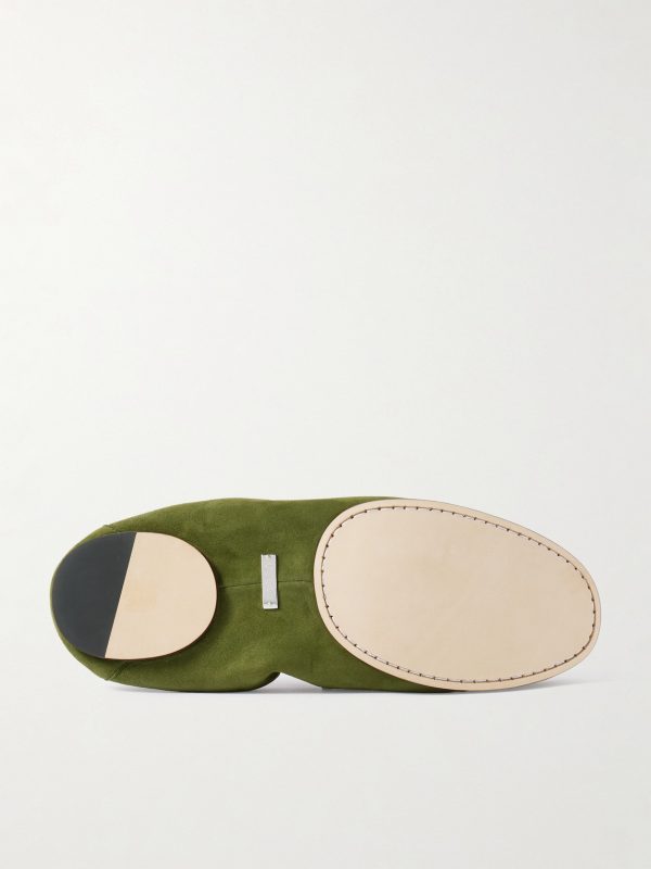 Horsebit-Embellished Webbing-Trimmed Suede Loafers - E1 Horsebit-Embellished Webbing-Trimmed Suede Loafers - E1