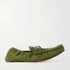 Horsebit-Embellished Webbing-Trimmed Suede Loafers Horsebit-Embellished Webbing-Trimmed Suede Loafers