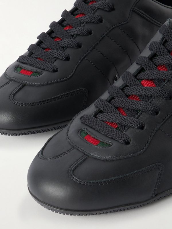Rochelle Webbing-Trimmed Leather Sneakers - CU