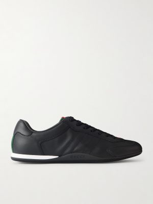 Rochelle Webbing-Trimmed Leather Sneakers