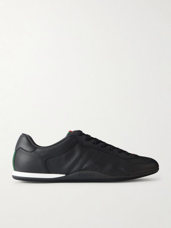 Rochelle Webbing-Trimmed Leather Sneakers