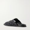 Logo-Jacquard Leather-Trimmed Canvas Sandals - BK Logo-Jacquard Leather-Trimmed Canvas Sandals - BK