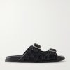 Logo-Jacquard Leather-Trimmed Canvas Sandals Logo-Jacquard Leather-Trimmed Canvas Sandals
