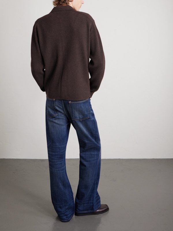 Ribbed-Knit Wool Cardigan - BK Ribbed-Knit Wool Cardigan - BK