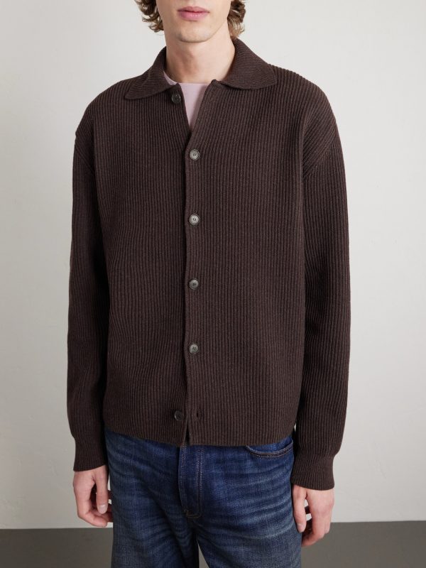Ribbed-Knit Wool Cardigan - FR Ribbed-Knit Wool Cardigan - FR