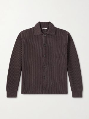 Ribbed-Knit Wool Cardigan