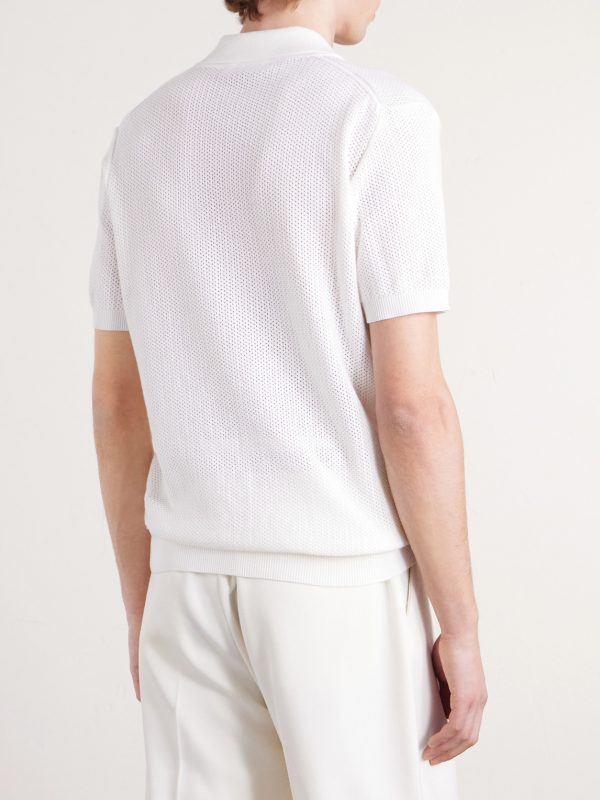 Honeycomb-Knit Organic Cotton Polo Shirt - BK Honeycomb-Knit Organic Cotton Polo Shirt - BK