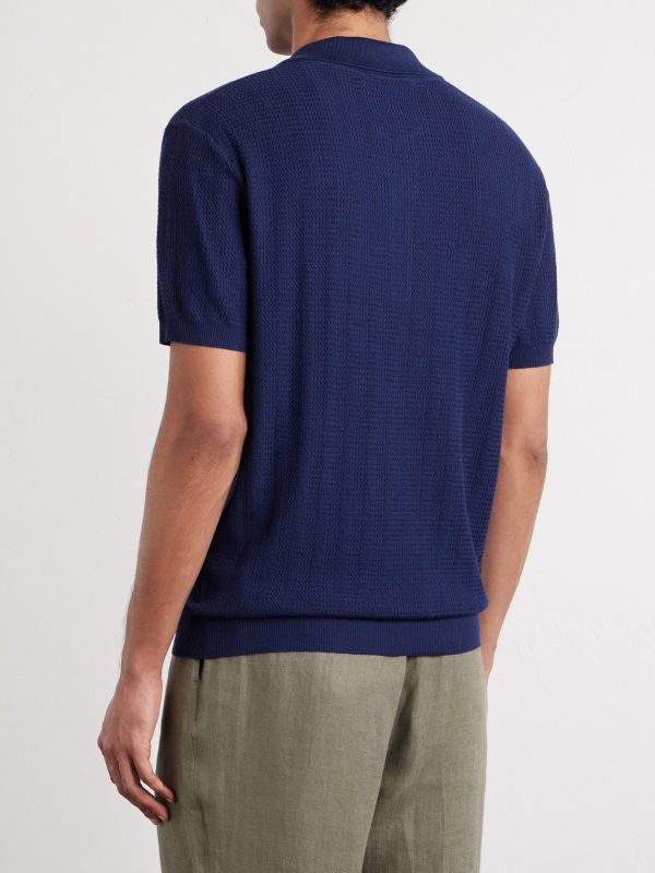 Silk and Cotton-Blend Knitted Polo Shirt - BK Silk and Cotton-Blend Knitted Polo Shirt - BK