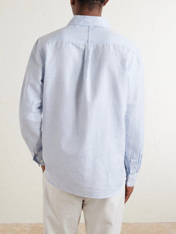 Cutaway-Collar Cotton, Linen and Cashmere-Blend Shirt - BK